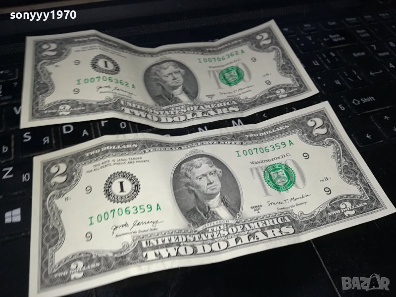 ДВЕ БАНКНОТИ ОТ 2 ДОЛАРА ЗА КОЛЕКЦИЯ 1808231853, снимка 1