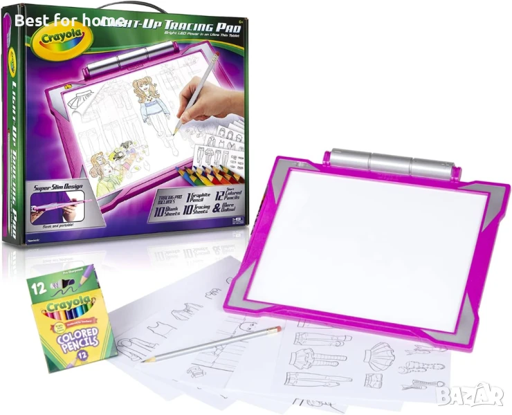 Crayola - Комплект светеща подложка за рисуване с моливи и листове, снимка 1