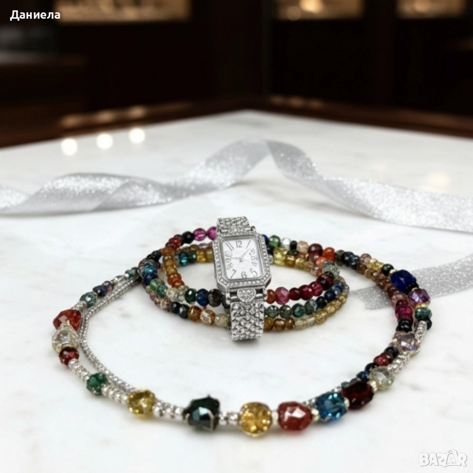 Дамски комплект: часовник, гривни и колие – стил в три стъпки, снимка 1