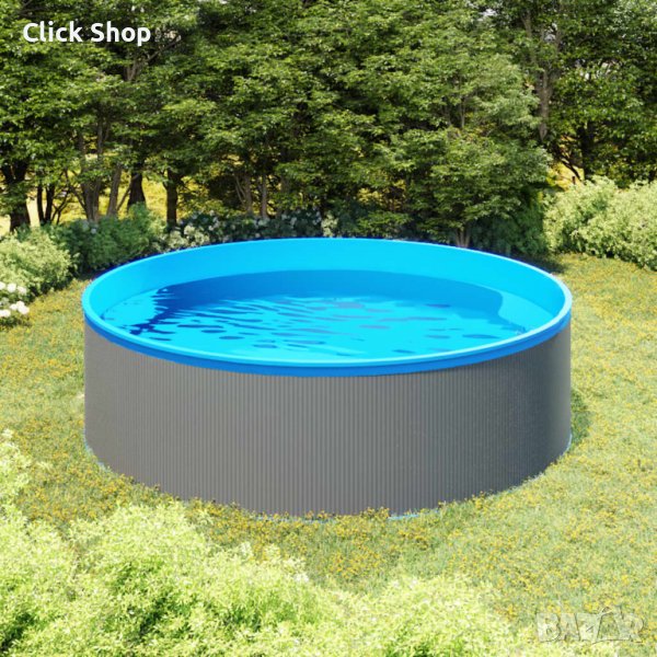 Басейн с линер, 350x90 см, сив, снимка 1