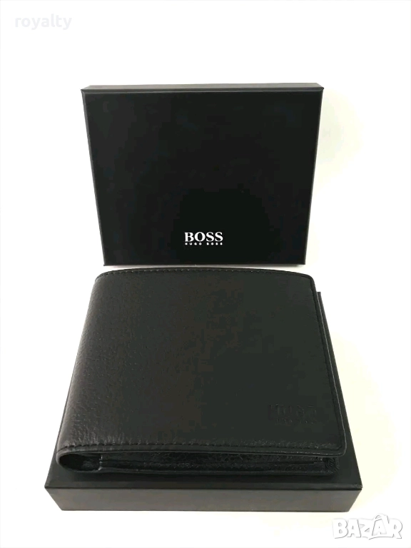 Hugo Boss Естествена Кожа Мъжки Черен Портфейл , снимка 1