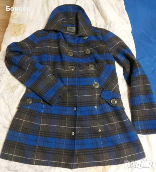 Дамско палтенце синьо каре, снимка 1