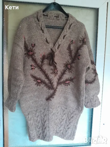 Вълнен ръчно плетен блузон, снимка 1