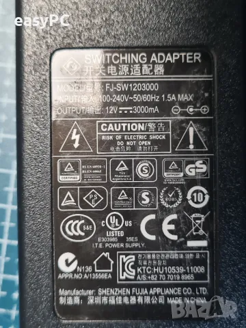 Захранващ адаптер 12V 3A FJ-SW1203000, снимка 3 - Кабели и адаптери - 47365325