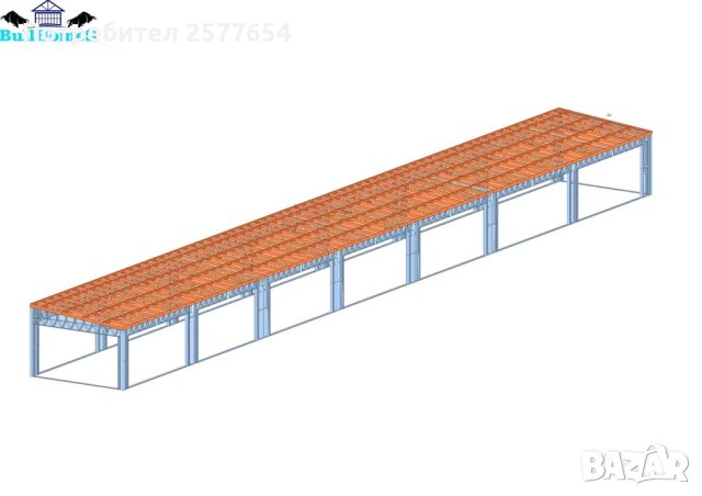 Хале,Халета,Складове,Навеси - 180м² - 40м х 4.5м x 2.2-2.4м, снимка 5 - Строителни материали - 44159226