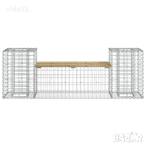 vidaXL Градинска пейка габионен дизайн 183x41x60,5 см импрегниран бор, снимка 3 - Градински мебели, декорация  - 56148067
