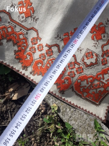 Стара голяма бродирана ленена покривка с български шевици, снимка 6 - Антикварни и старинни предмети - 53280097