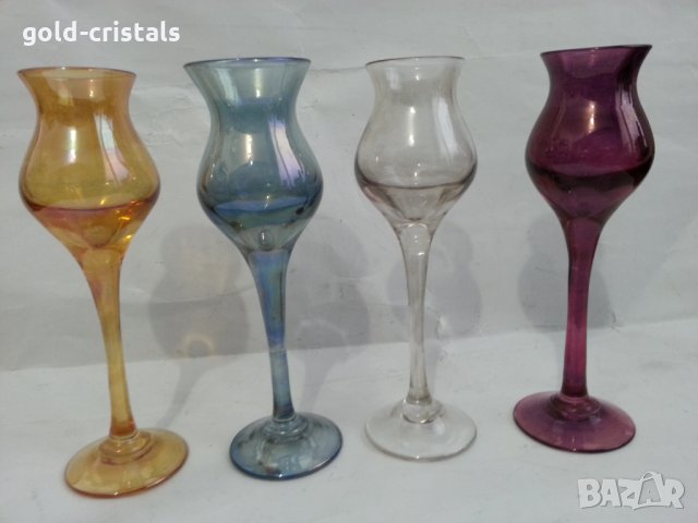 Ретро стъклени чашки чаши цветно стъкло  