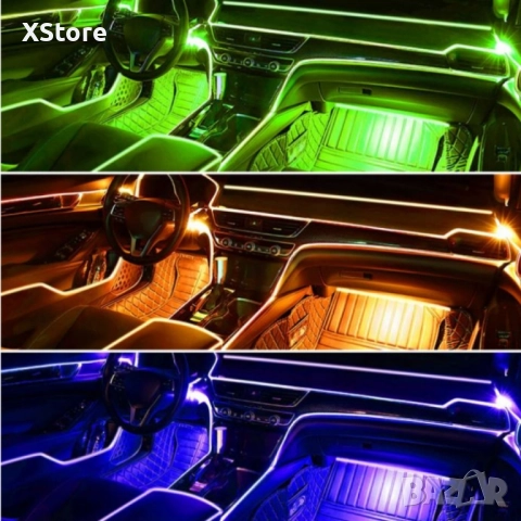 RGB LED осветление за интериор на автомобил с Bluetooth управление и музикален режим A6139, снимка 5 - Аксесоари и консумативи - 52458285