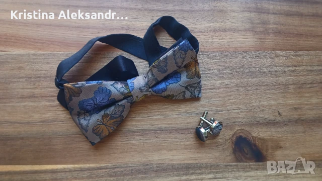 НОВО Папионка от 100% коприна с копчета за ръкавели, снимка 2 - Други - 50568453