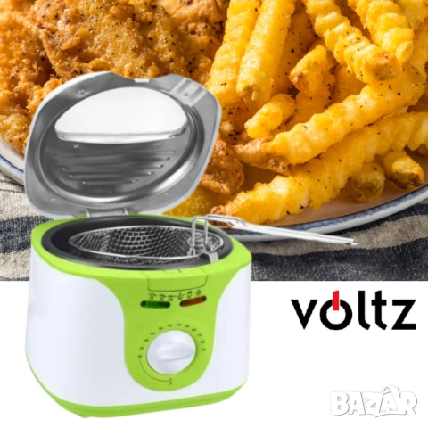 Фритюрник Voltz, 2 литра, 1300W, 80-190 C, Незалепващ съд, Бял/зелен 2 ГОДИНИ ГАРАНЦИЯ, снимка 3 - Други - 52099133