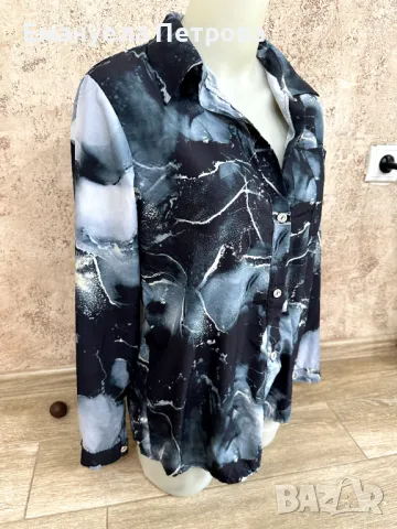 Елегантна Дамска риза - официална - С-М (черен, тюркоазен цвят)