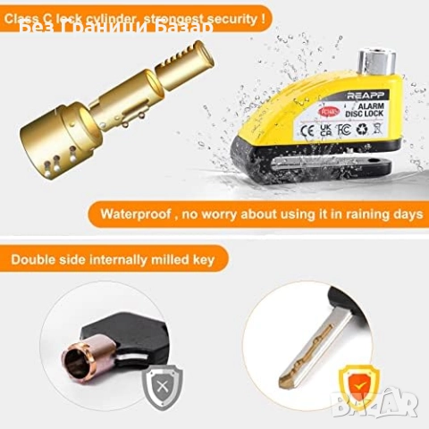 Нов Алармен диск заключване 110dB за мотор, колело и скутер Аларма Кражба, снимка 4 - Аксесоари за велосипеди - 52542605