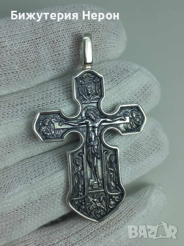 Голям сребърен кръст, снимка 1 - Колиета, медальони, синджири - 44571735