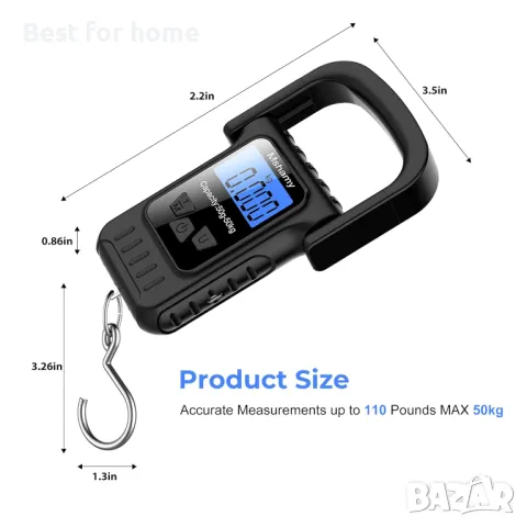 Висяща везна за багаж , риболов и др. с LCD дисплей  Mshamy, снимка 4 - Друга електроника - 50190834