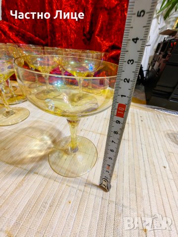 Комплект Разкошни Старинни Стъклени Чаши Калиево Стъкло, снимка 5 - Колекции - 42380072