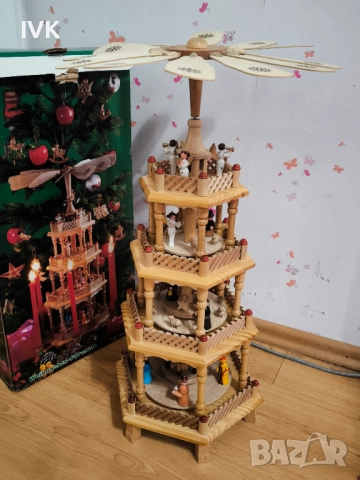  Коледна дървена играчка въртележка Германия 