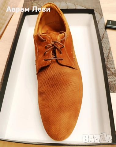 Мъжки обувки от естествена кожа (набук), цвят светло кафяво с номер 44, снимка 2 - Ежедневни обувки - 52258516