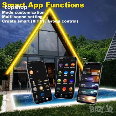 TENDIST Външна 7.5M неонова светодиодна лента IP67, топло бяло до студено бяло, 24V WiFi 3000K-6500K, снимка 4 - Лед осветление - 50303148