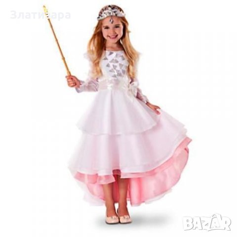 Глинда Вълшебникът от ОЗ deluxe рокля Disney store 5-6г, снимка 8 - Детски рокли и поли - 26459996
