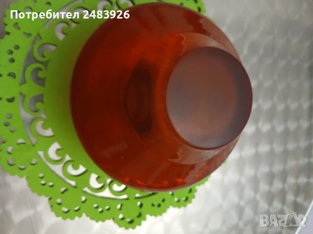 Стъклена ваза червена, снимка 4 - Вази - 49796247