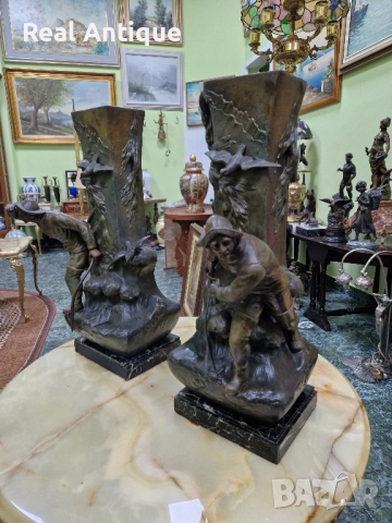 Чифт превъзходни големи антикварни френски фигурални декораций , снимка 5 - Антикварни и старинни предмети - 44836909