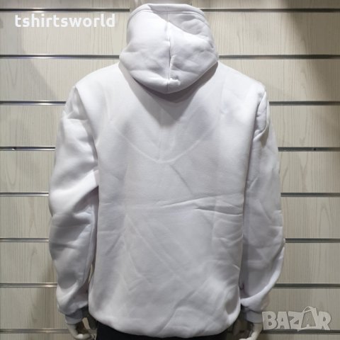 Нов мъжки бял суичър с качулка и джобчета, снимка 3 - Суичъри - 34732096