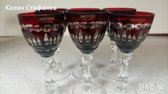 Червен кристал, ракиен комплект от 6 бр, Полша