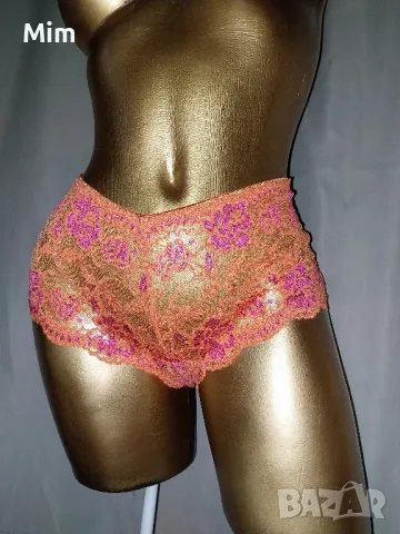 М/L Дантелена бикина на цветя в оранжево , снимка 5 - Бельо - 48448161