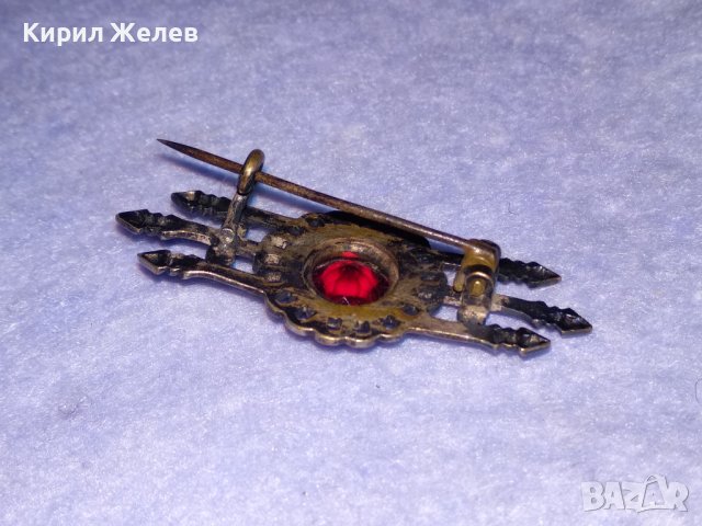 СТАРИННА СКЪПОЦЕННА ПОСРЕБРЕНА АЖУРНА РЕТРО БРОШКА с ЮВЕЛИРНО РЪЧНО ФАСЕТИРАН КАМЪК ГРАНАТ 38599, снимка 16 - Антикварни и старинни предмети - 41623042