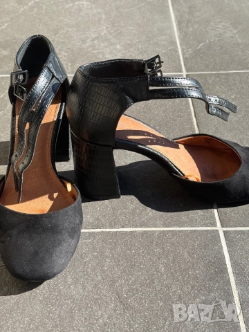 Next обувки черен велур на ток, размер 36.5