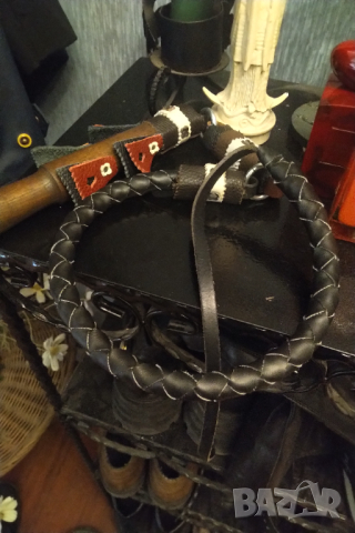 Камшик ръчна изработка ,кожа дърво ., снимка 2 - Други - 44781095