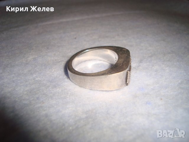 СТАР СРЕБЪРЕН АРТ ДЕКО ПРЪСТЕН ОКСИДИРАНО СРЕБРО 925 РЯДКА РЪЧНА МАЙСТОРСКА УНИКАЛНА ИЗРАБОТКА 25995, снимка 14 - Пръстени - 35975675