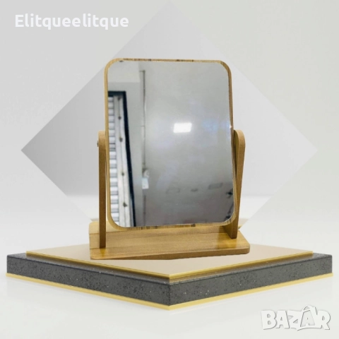 Стилно накланящо се дървено огледало с поставка, снимка 6 - Декорация за дома - 52217895