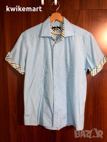 Мъжка риза с къс ръкав – светлосиня, като нова