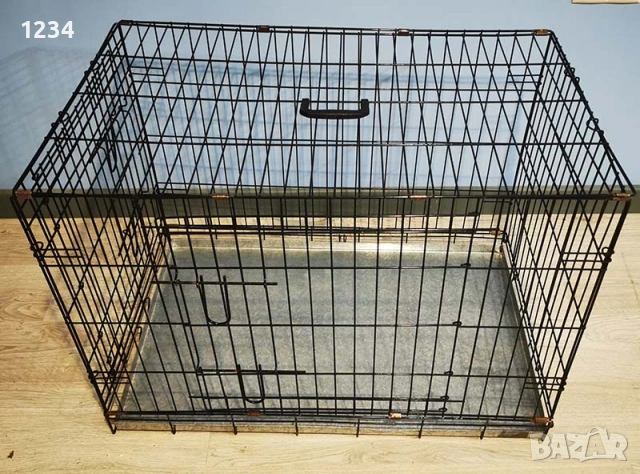 транспортна клетка метална сгъваема 90x57x65см за куче, стационар
