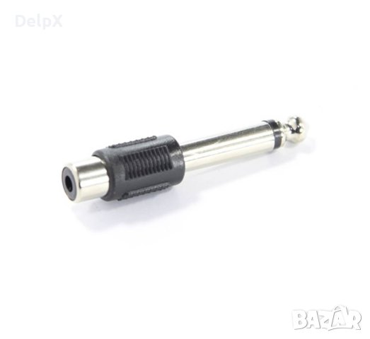 Букса преходна, MONO, метална, 6,3mm JACK(м), RCA(ж), снимка 1 - Други - 42591544