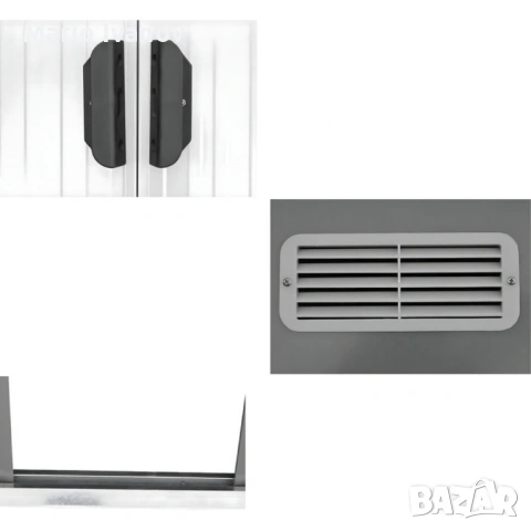 Метална градинска къща за инструменти с вентилация и заключване - 277 × 299 × 192 см, снимка 11 - Други - 53423886