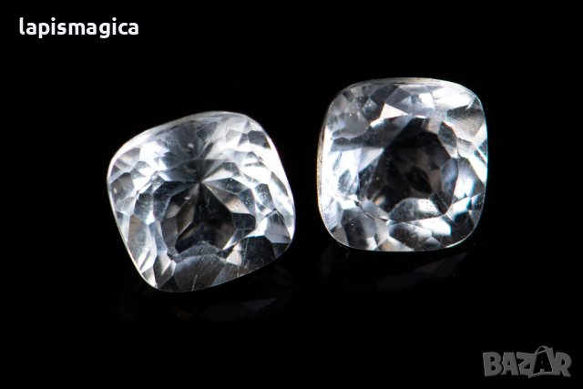 Чифт хиалитен опал 1.09ct 5mm cushion шлифовка, снимка 3 - Други - 42736244