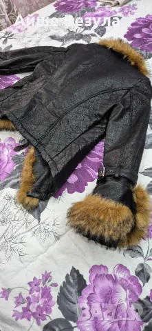 Черно зимно яке еко кожа еко пух Размер М Ново 150 лв., снимка 6 - Якета - 48481424