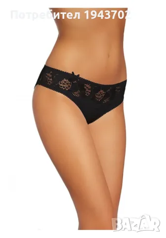 Памучни бикини с дантелa в черно Summer 113, снимка 1