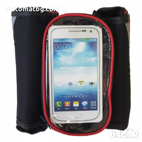 Двойна вело чанта Automat, Чанта с джоб за телефон, Черна, снимка 4 - Аксесоари за велосипеди - 36234802