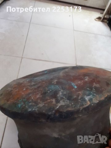 Голям меден котел с бронзова дръжка, снимка 6 - Декорация за дома - 36372325