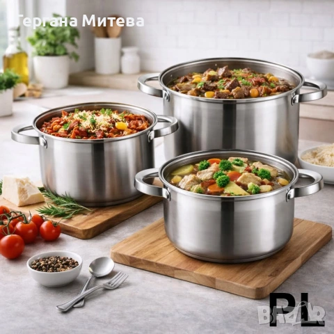 Комплект от 3 тенджери, снимка 4 - Съдове за готвене - 53750291