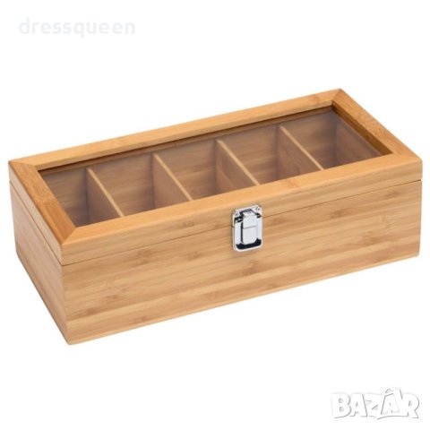 4097 Дървена кутия с 5 отделения за съхранение на чай, снимка 6 - Други стоки за дома - 42153573