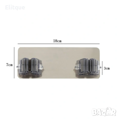 🧹 Стенен държач за четки, мопове и метли – единичен или двоен (залепващ), снимка 4 - Други стоки за дома - 53563881