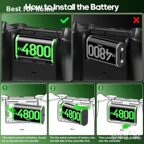 OIVO Комплекти батерии за Xbox контролери  със станция за зареждане, снимка 6 - Аксесоари - 50961919