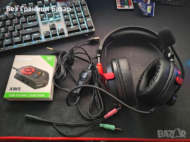 Tatybo Слушалки за PC/PS5/Xbox, RGB, Ултра-Ясен Микрофон, снимка 10 - Слушалки и портативни колонки - 44179473