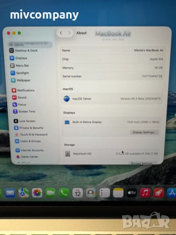 Лаптоп MacBook Air (13-inch M4 2025) Гаранция!!!, снимка 11 - Лаптопи за работа - 53454835