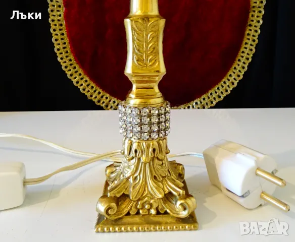 Бронзова настолна лампа,позлата,Сваровски,барок. , снимка 5 - Настолни лампи - 47747251
